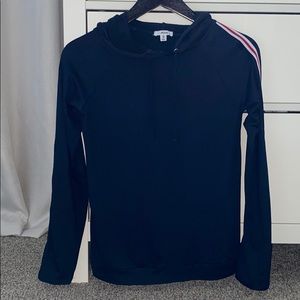 ardene blue hoodie with red stripes down side